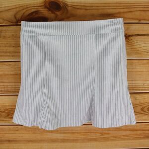 White House Black Market Short‎ Skirt Womens 14 White Striped Cotton Zip Closure